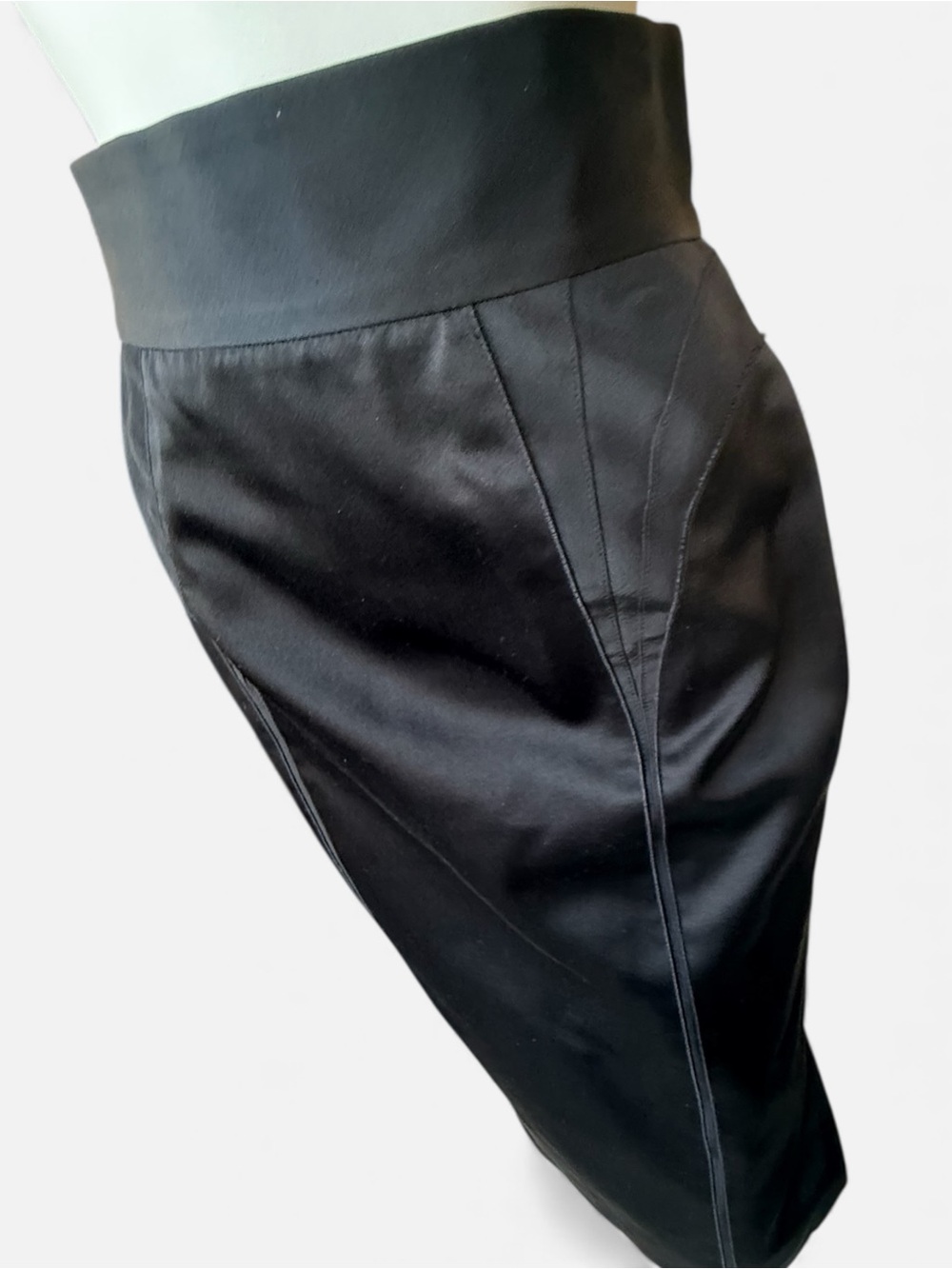Vintage J. Mendel Black silk taffeta pencil skirt